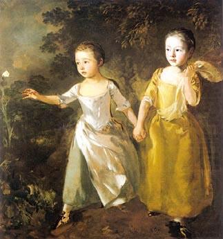 Thomas Gainsborough The Painter Daughters Chasing a Butterfly china oil painting image
